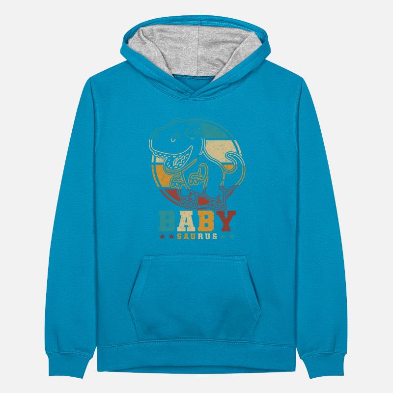 BabySaurus T-Rex Bébé Dinosaure Bébé Dino Bébé Sweat à capuche contrasté Ado