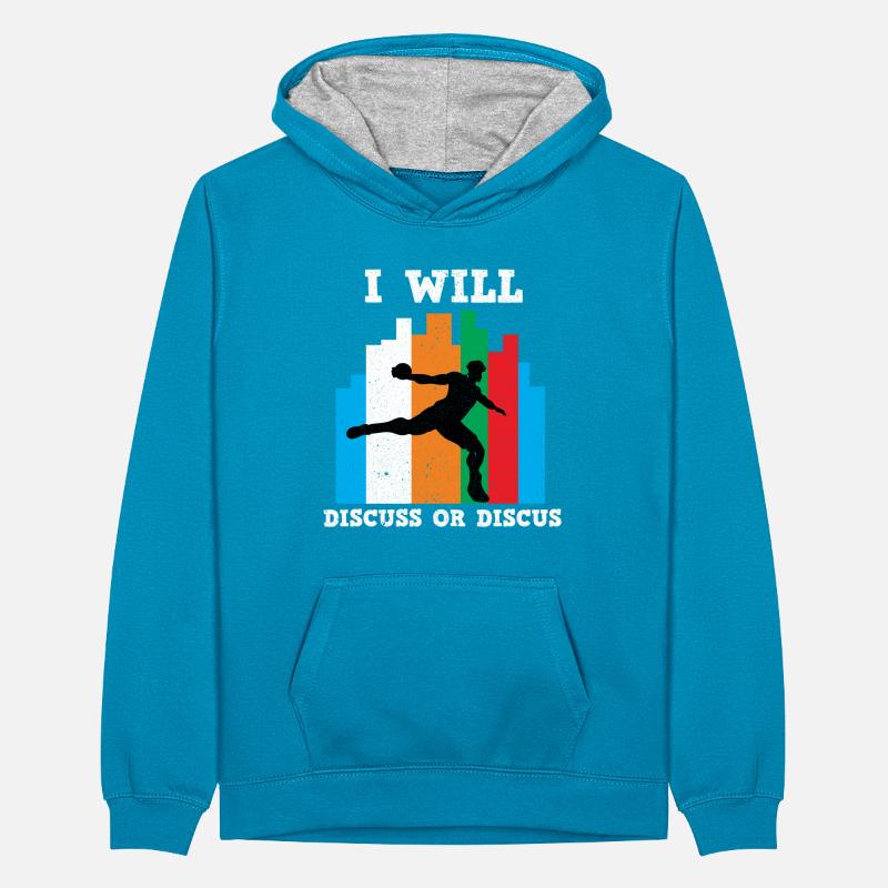 Diskuswerfen Diskuswurf Leichtathletik Diskus Teenager Kontrast-Hoodie
