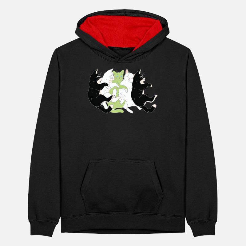 Drapeau LGBTQ - Cute Cat Stack Agender Sweat à capuche contrasté Ado