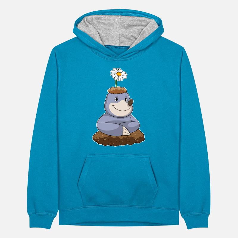 Maulwurf mit Gänseblümchen Blume Teenager Kontrast-Hoodie