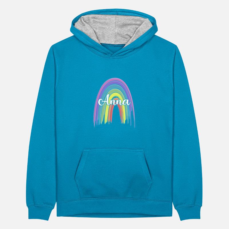 ANNA Rainbow Cursive Teenager Kontrast-Hoodie