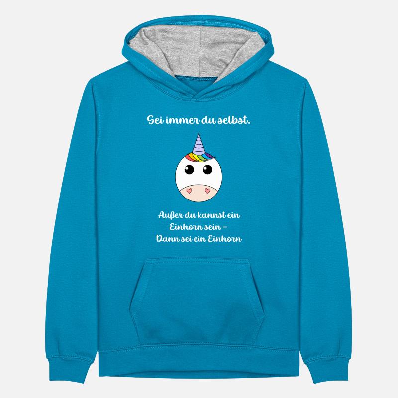 Sei ein Einhorn Teenager Kontrast-Hoodie