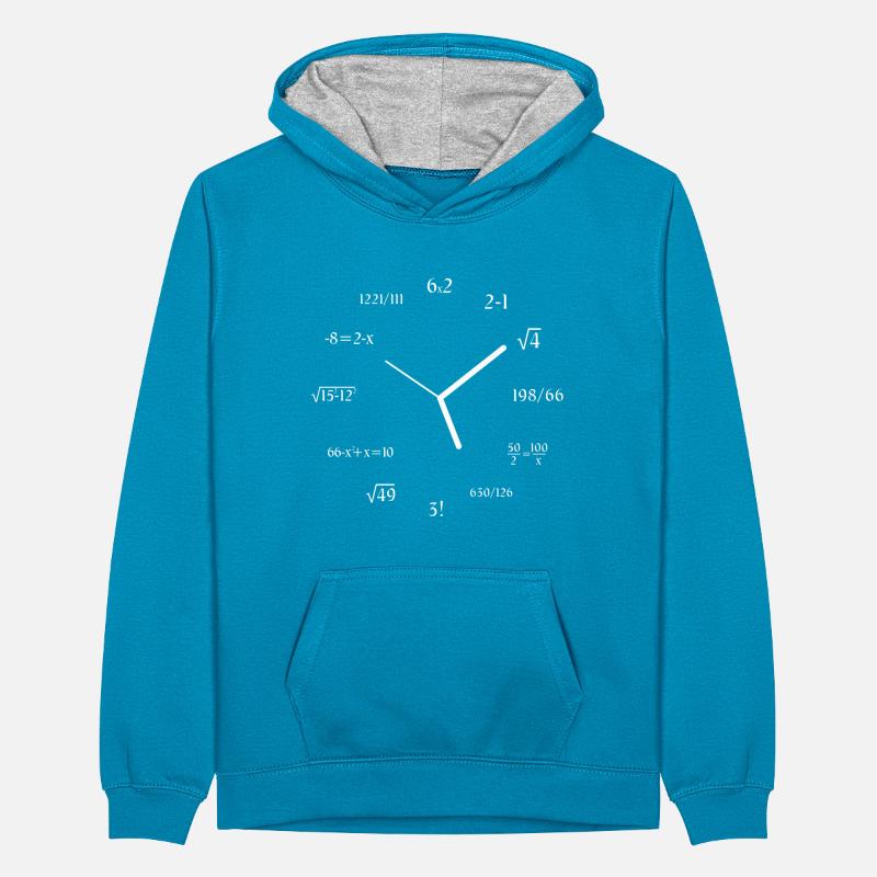 Math Clock Math Meme Math Lover Joke Math Teenager Kontrast-Hoodie