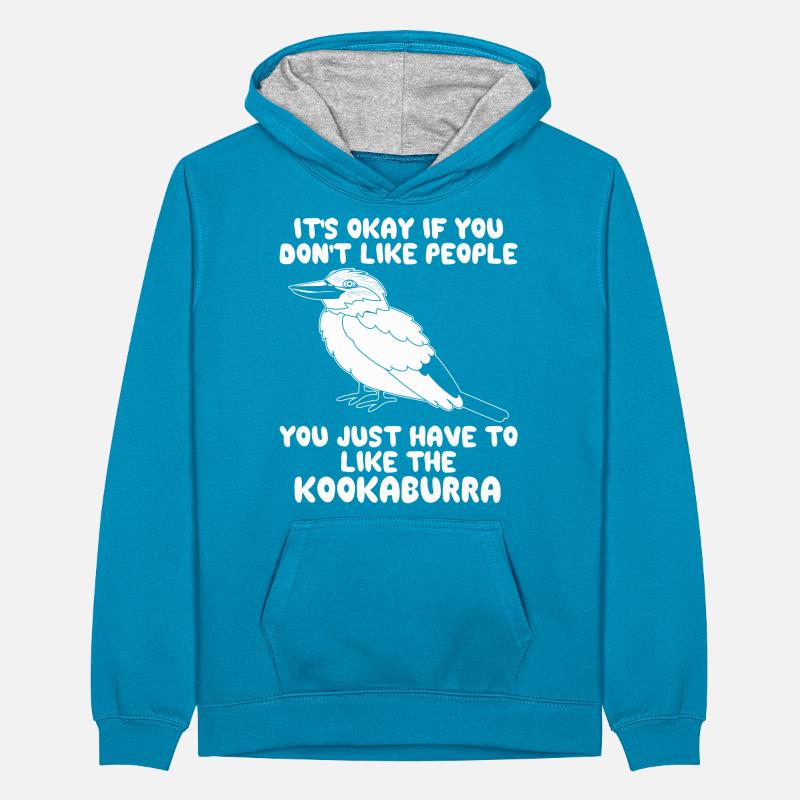 Jägerlieste Kookaburra Eisvogel Vogel Teenager Kontrast-Hoodie