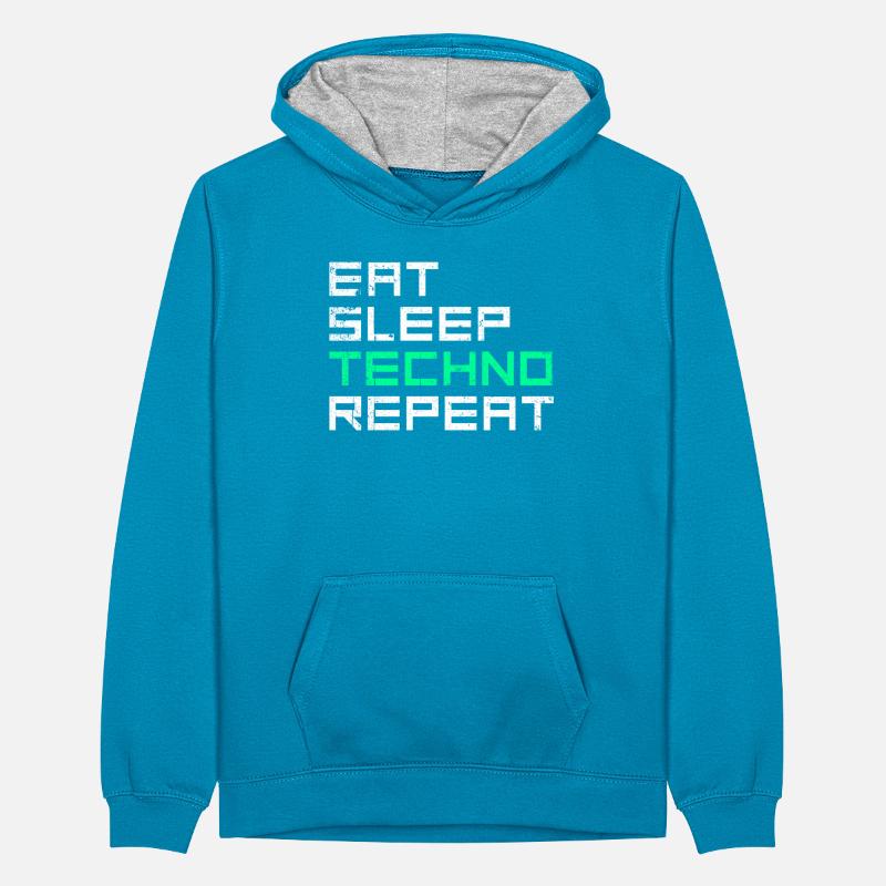 eat sleep techno repeat Teenager Kontrast-Hoodie