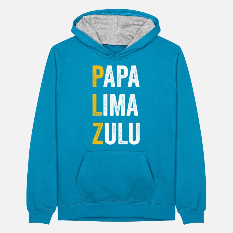 Computer Chat Papa Lima Zulu - Zip Code Teenager Contrast Hoodie