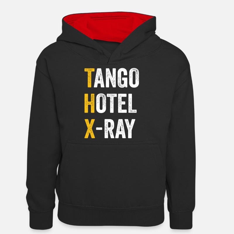 Chat informatique tango. - Sweat à capuche contrasté Ado - noir/rouge