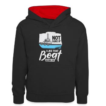 Remorqueur Marin Capitaine Bateau Propriétaire Mer - Sweat à capuche contrasté Ado - noir/rouge - Devant