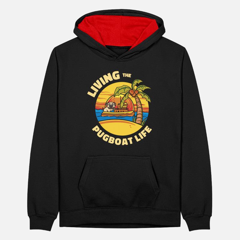 Schlepper Mopsboot Leben Segeln Mops Eigner Boot Teenager Kontrast-Hoodie