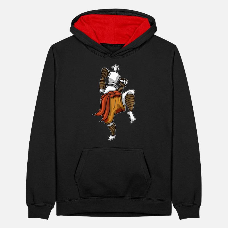 Roi d’échecs comme un combattant de Muay Thai Échecs Sweat à capuche contrasté Ado
