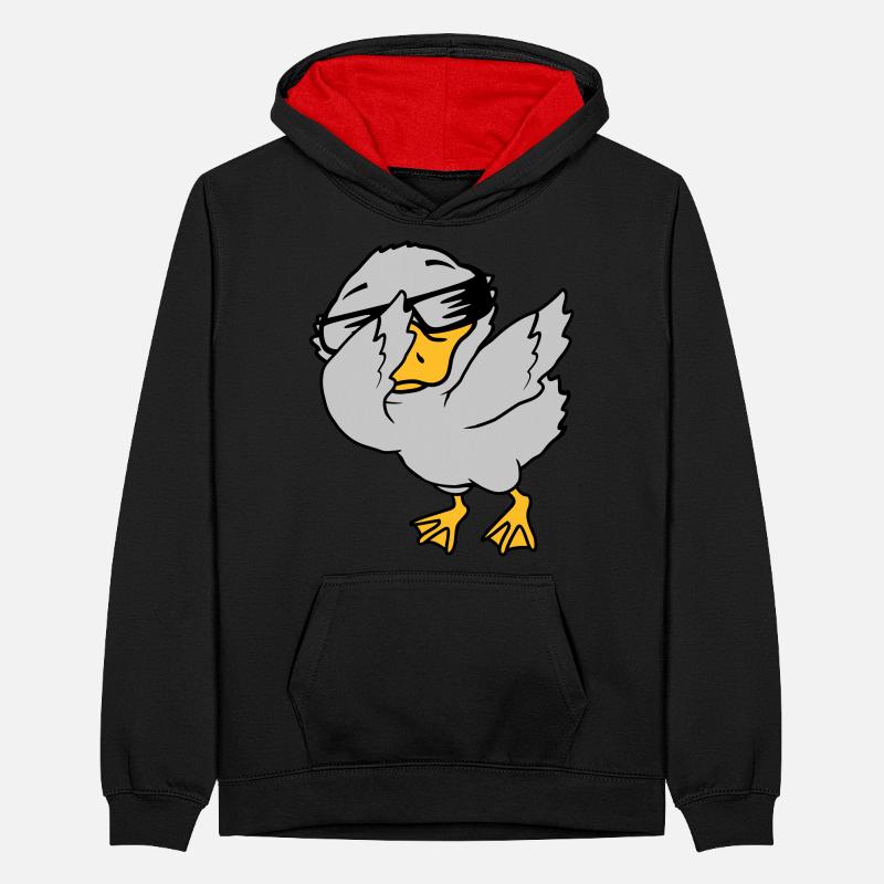 Dabbing Party Ducklings Cool Teenager Contrast Hoodie
