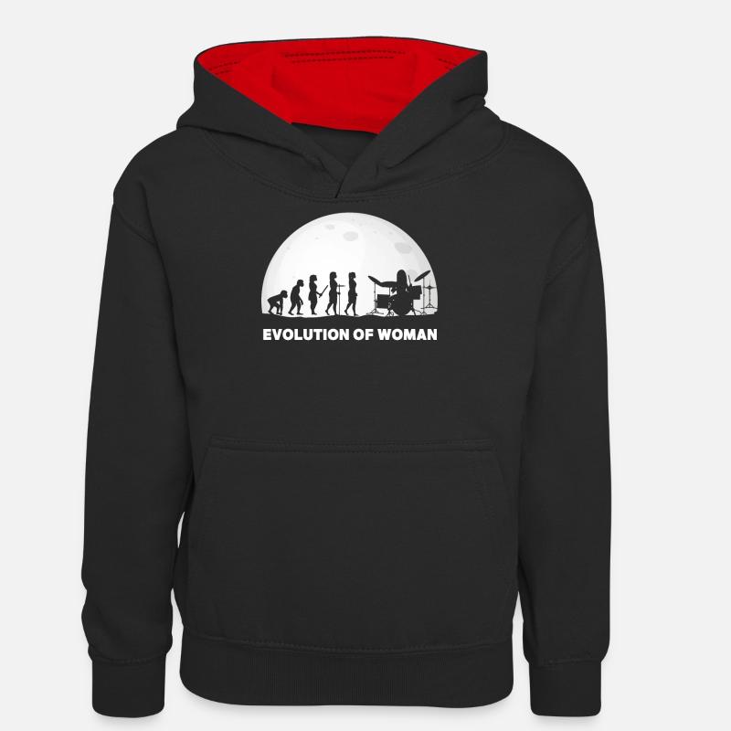 Schlagzeuger Evolution Batteur - Sweat à capuche contrasté Ado - noir/rouge