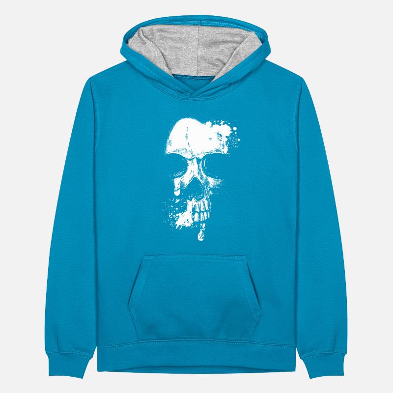Schädel Kopf und Schal Gothic Knochen Ästhetische Teenager Kontrast-Hoodie
