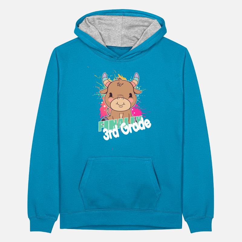 Finally 3rd Grade, Second Grader Teenager Contrast Hoodie