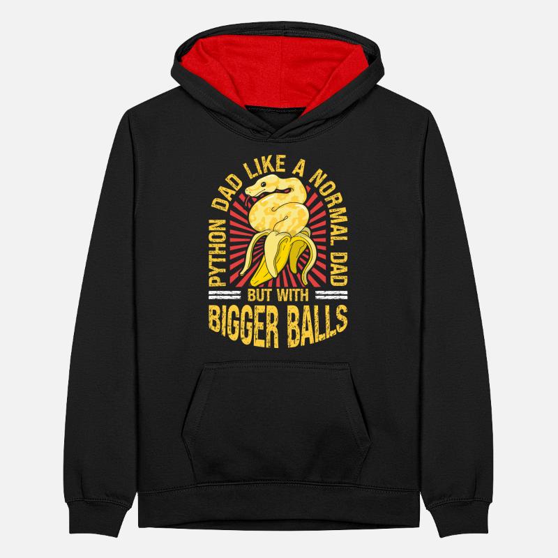 Banana Ball Python Dad Like A Regular Dad But Teenager Kontrast-Hoodie