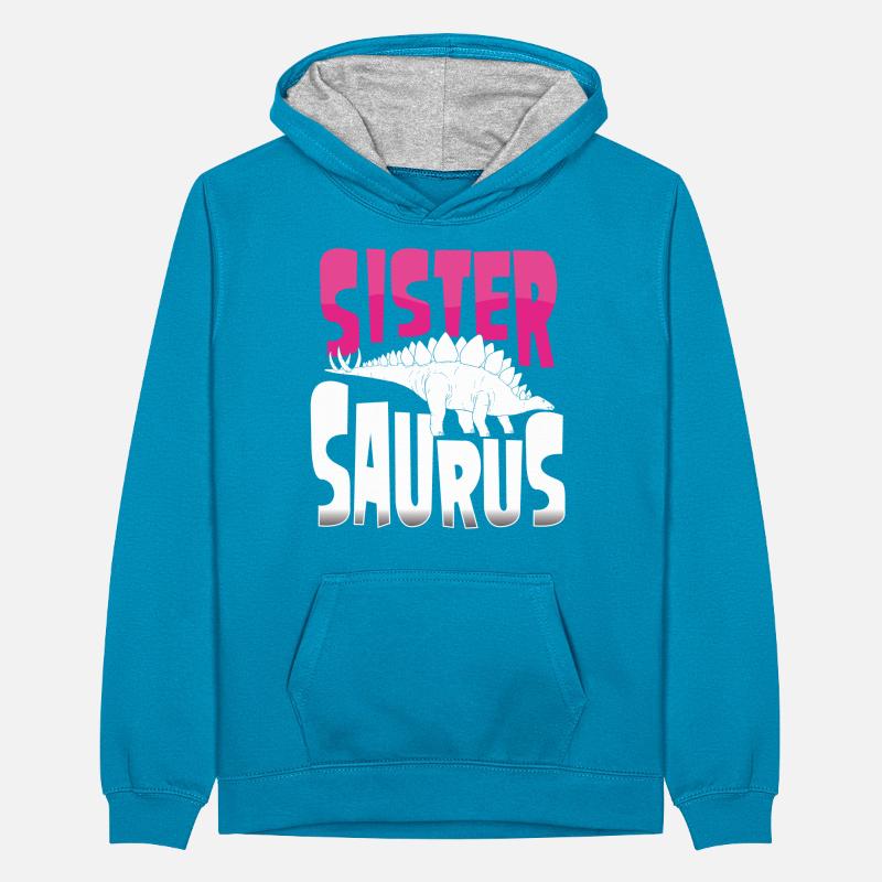Sister Stegosaurus Teenager Contrast Hoodie