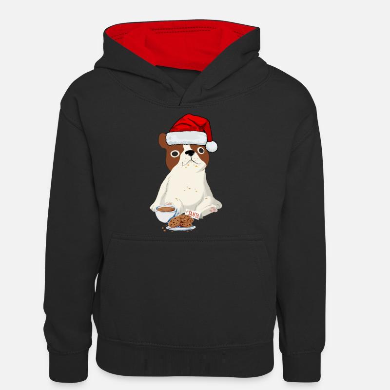Chien du Père Noël - Sweat à capuche contrasté Ado - noir/rouge