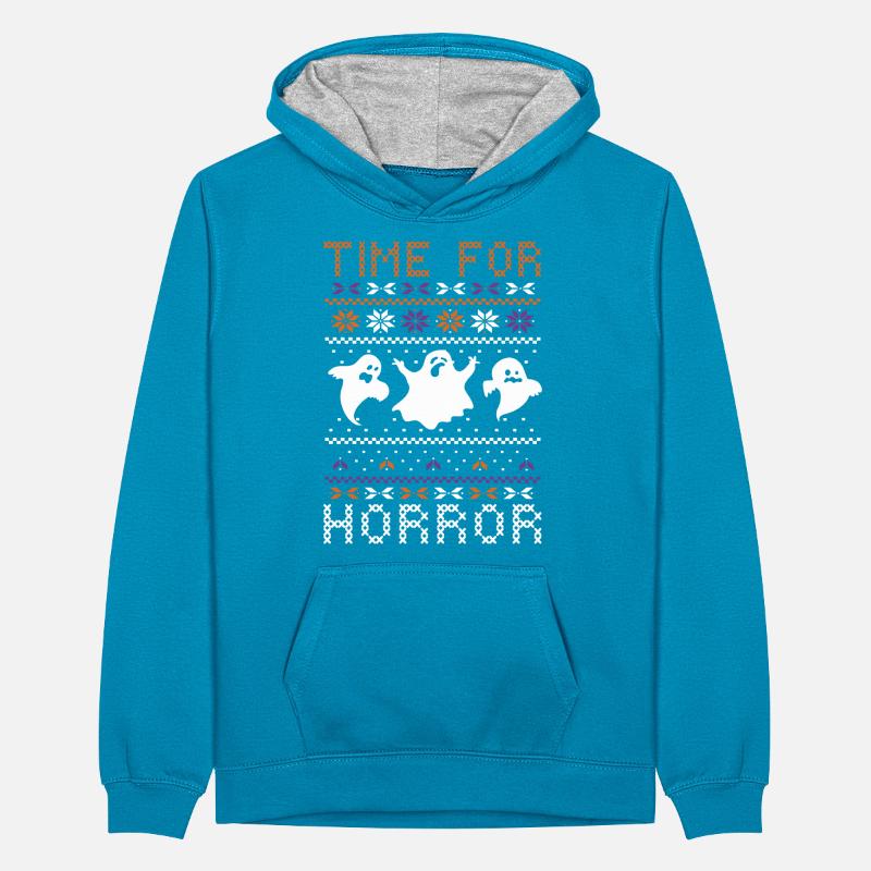 Stitch Pattern Ghost Creatures Halloween Teenager Kontrast-Hoodie
