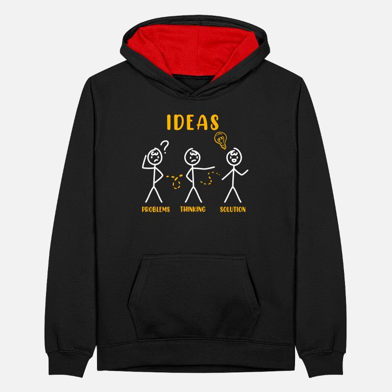 Problème Penser Bâton Figure Solution Penseur Sweat à capuche contrasté Ado