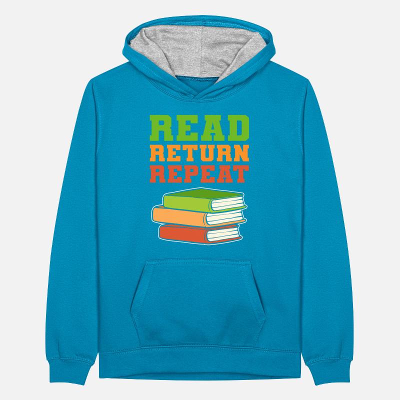 Read Return Repeat Librarian Book Lover Teenager Kontrast-Hoodie