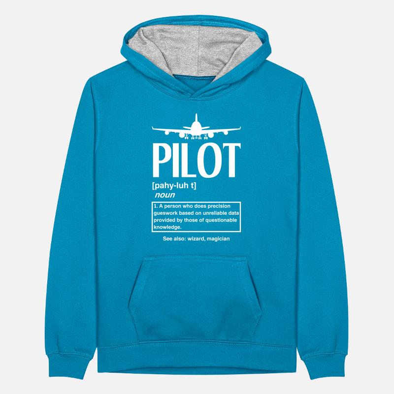 Flugzeug Luftfahrt Pilot Lustiges Piloten Geschenk Teenager Kontrast-Hoodie