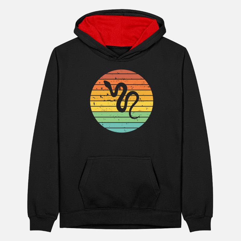Snake Retro Reptile Python Idée cadeau Sweat à capuche contrasté Ado
