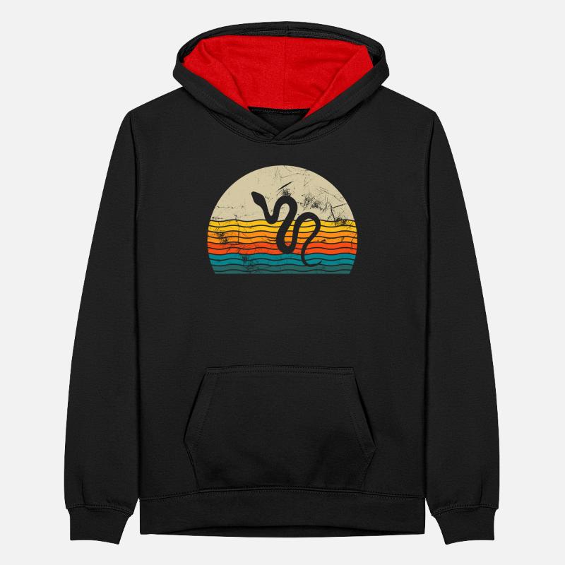 Snake Retro Reptile Python Idée cadeau Sweat à capuche contrasté Ado