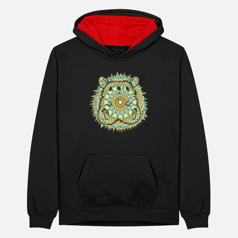 Mandala Hedgehog Geometry Pattern Sweat à capuche contrasté Ado