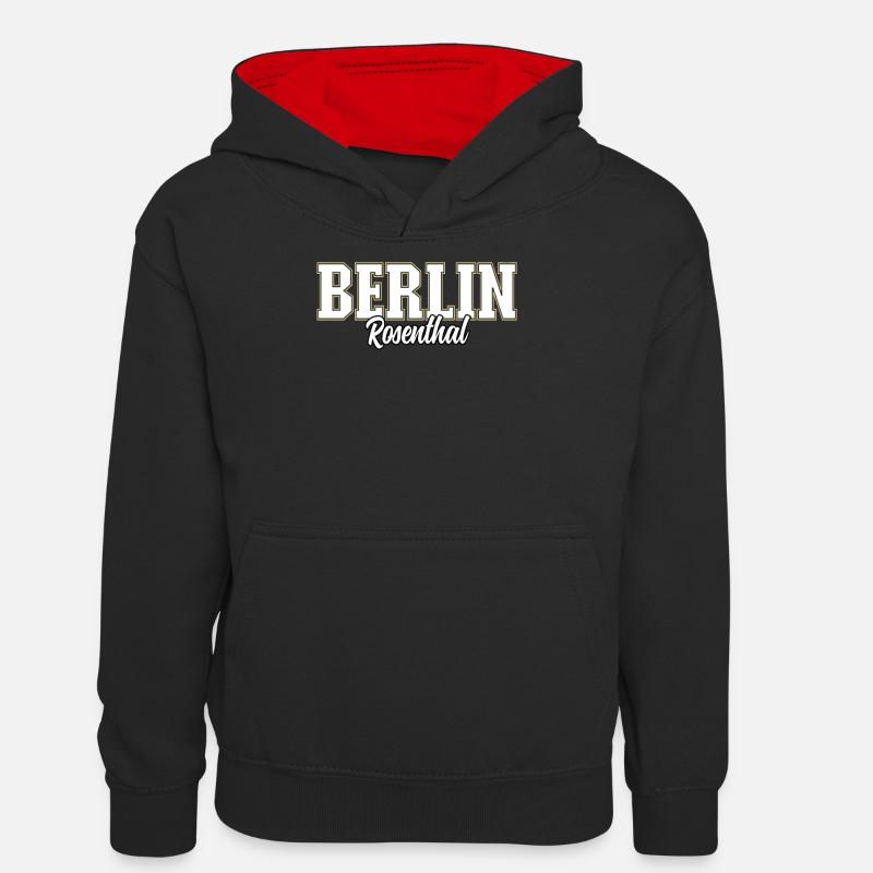 Berlin Rosenthal - Sweat à capuche contrasté Ado - noir/rouge
