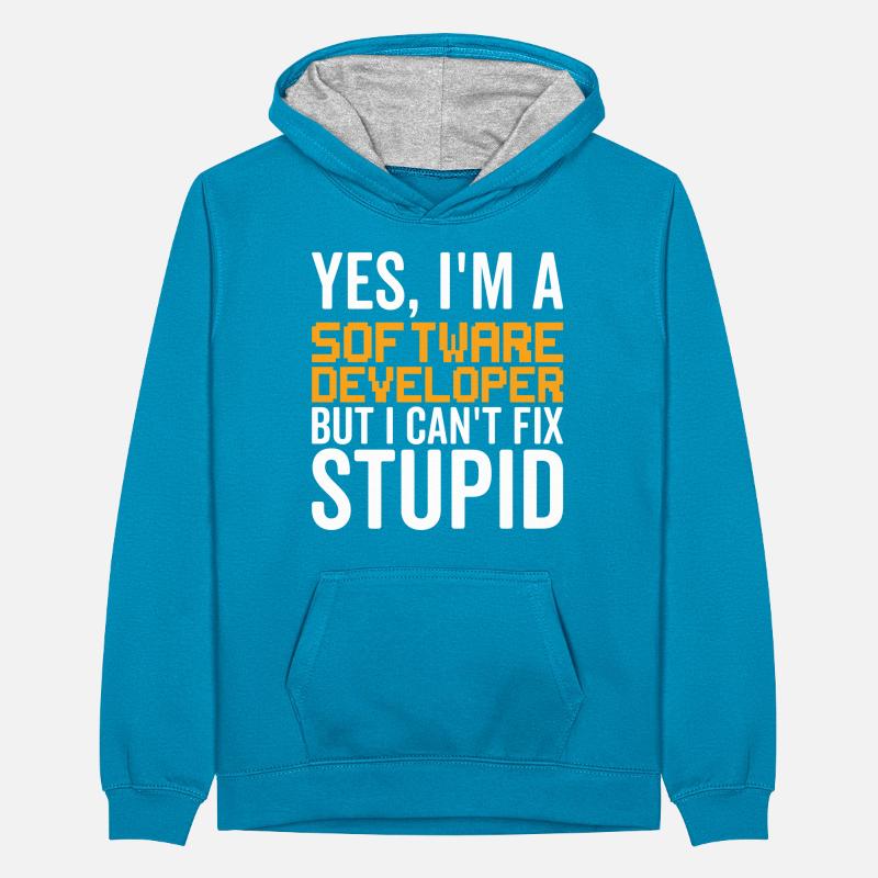 Stupid - Software Developer Teenager Contrast Hoodie