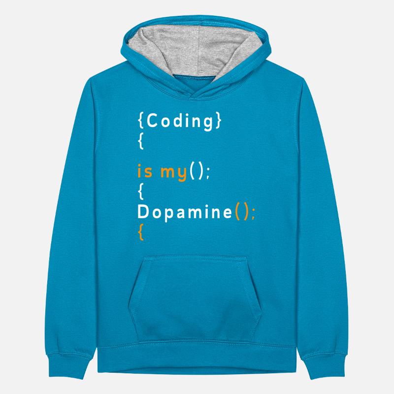 Lustige Codierung Ist Mein Dopamin -Coder Teenager Kontrast-Hoodie