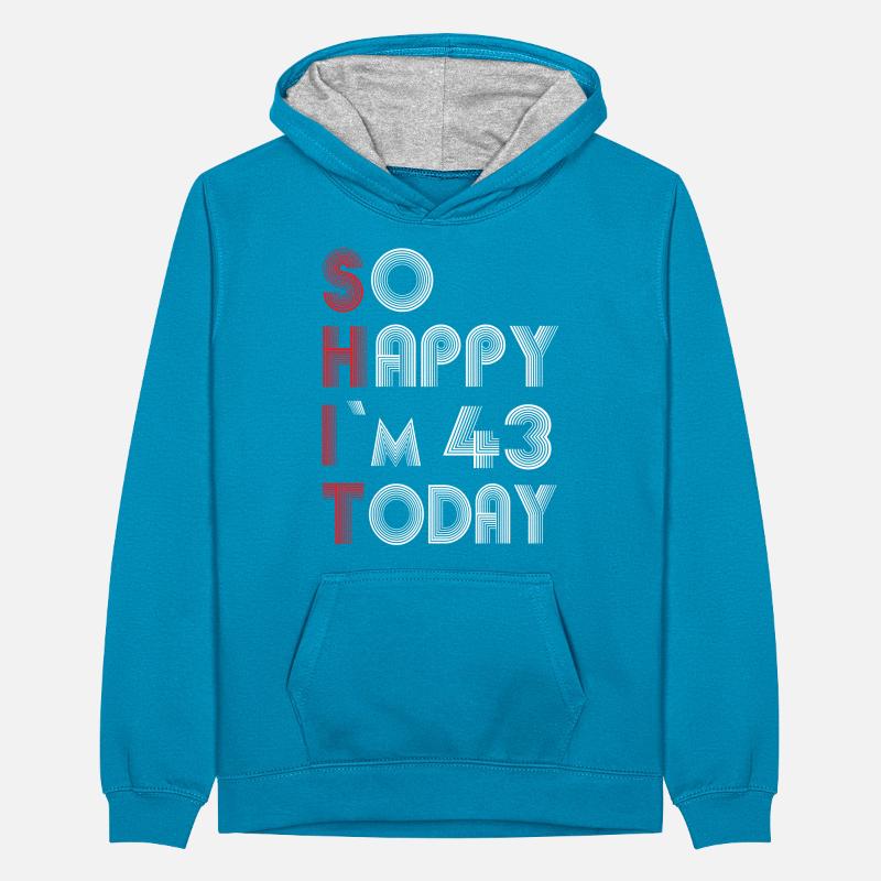 43 birthday Teenager Contrast Hoodie