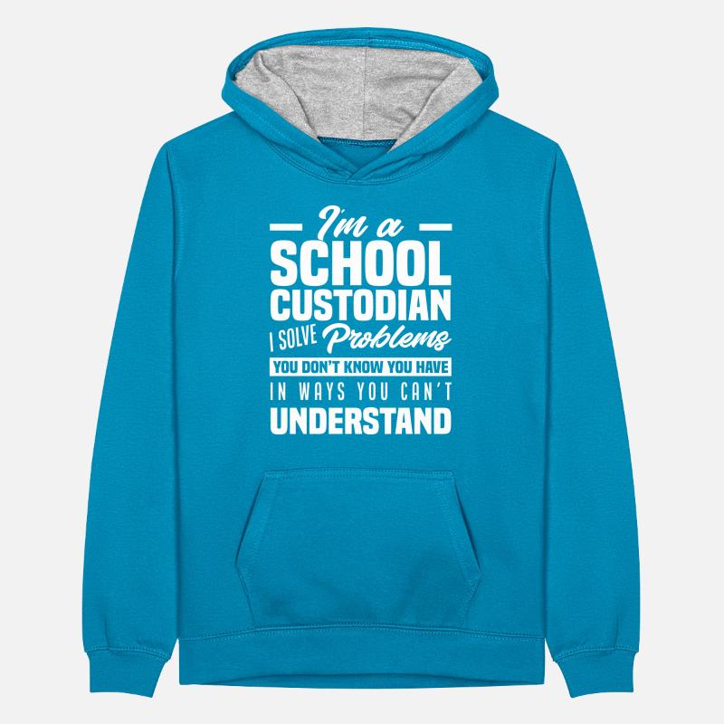School Caretaker Problem Solver Gift Teenager Contrast Hoodie