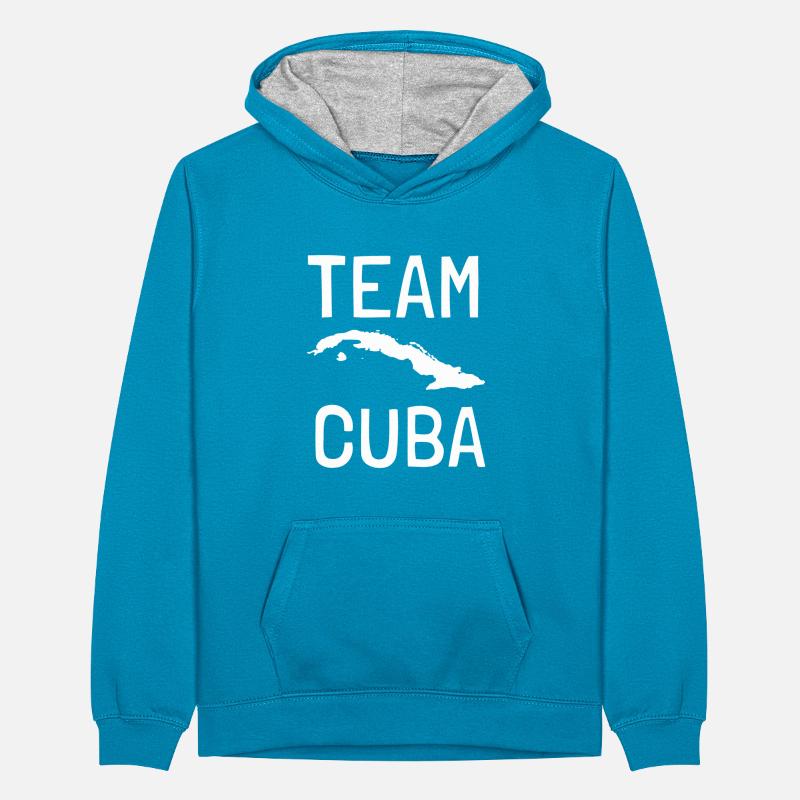 Latino Cuban Cuba Baseball Teenager Contrast Hoodie