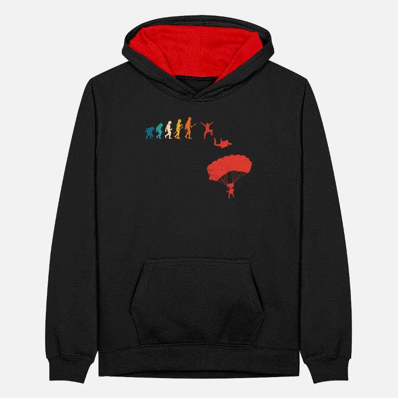 Skydiving Human Evolution Teenager Contrast Hoodie