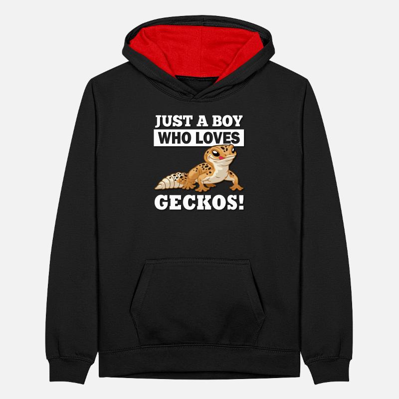 Leopardgecko Teenager Kontrast-Hoodie