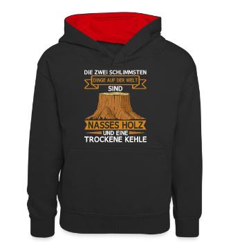 Lustiger Holzfäller Förster Forstwirt Spruch - Teenager Kontrast-Hoodie - Schwarz/Rot - Vorne