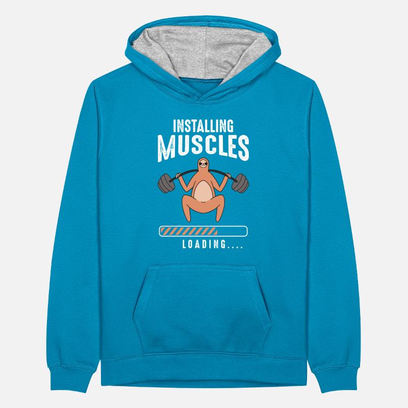 Installing Muscles Loading Teenager Contrast Hoodie