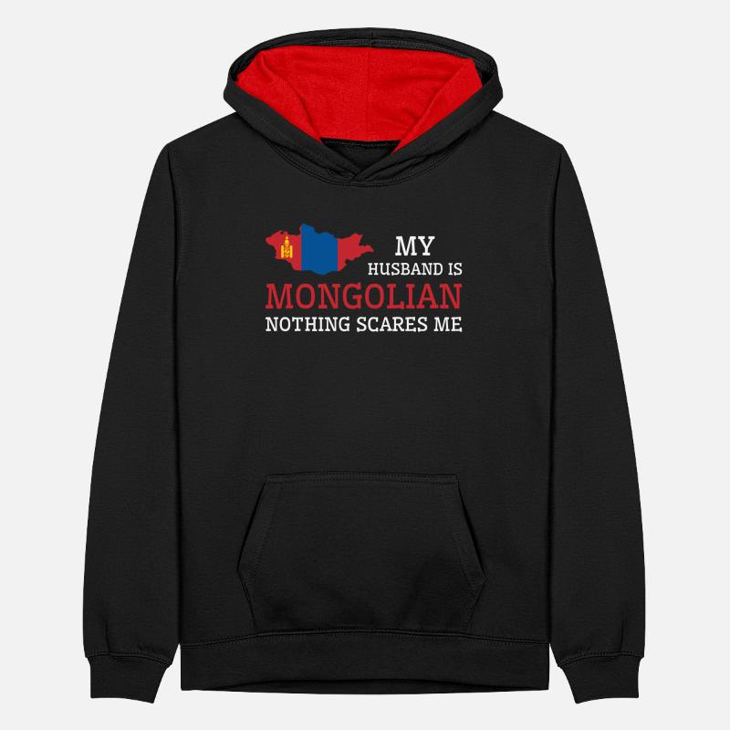 Nichts macht mir Angst Mongolischer Ehemann Teenager Kontrast-Hoodie