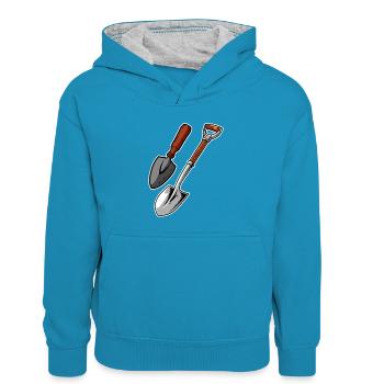 Hobbygärtner Garten - Teenager Kontrast-Hoodie - Pfauenblau/Grau meliert - Vorne
