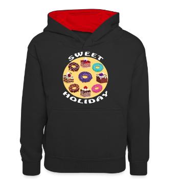 SWEET HOLIDAY - Teenager Kontrast-Hoodie - Schwarz/Rot - Vorne