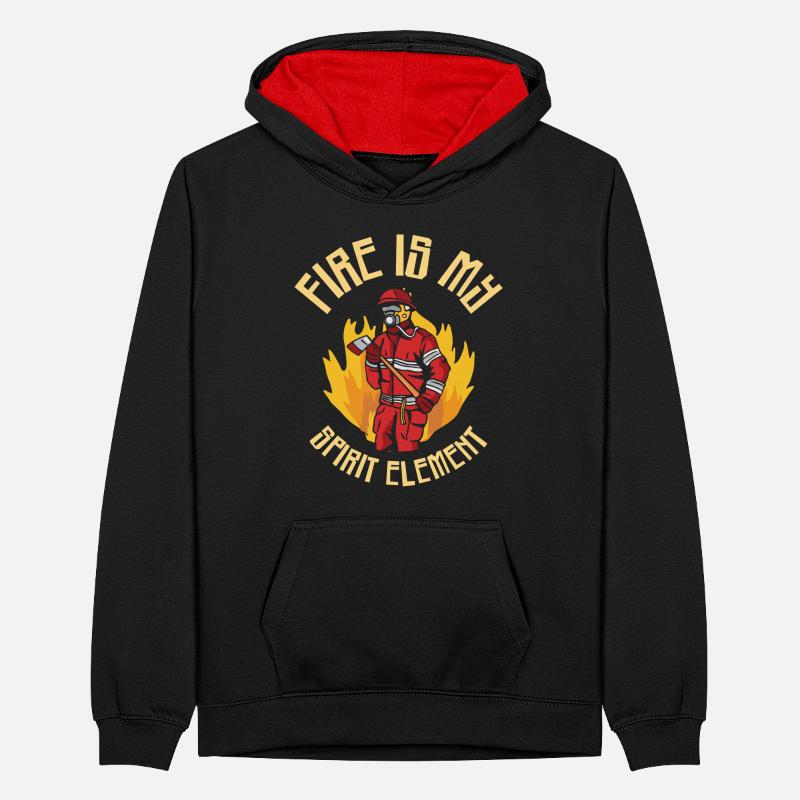Élément de feu Pompier Pompier Sweat à capuche contrasté Ado
