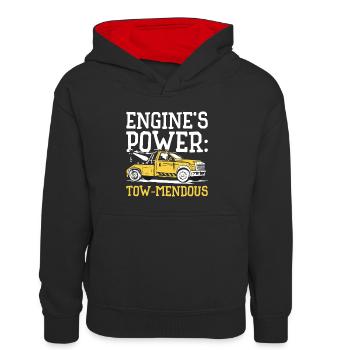 Abschleppwagenfahrer Lkw-Lokführer Lkw-Fahrer - Teenager Kontrast-Hoodie - Schwarz/Rot - Vorne