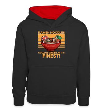 Ramen Noodles College -Dinner at the best fun - Teenager Contrast Hoodie - black/red - Front