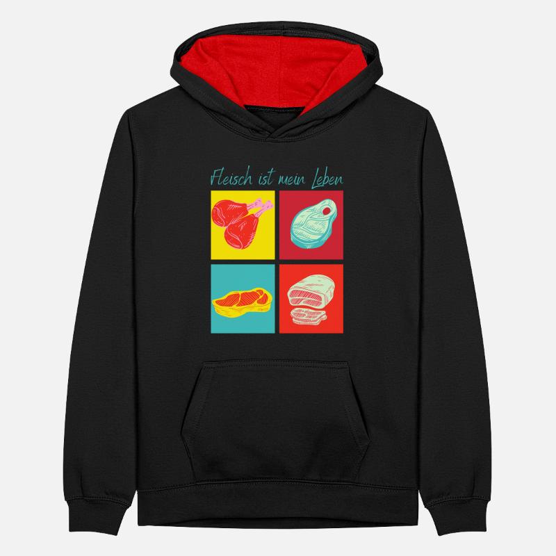 Meat eats life Teenager Contrast Hoodie