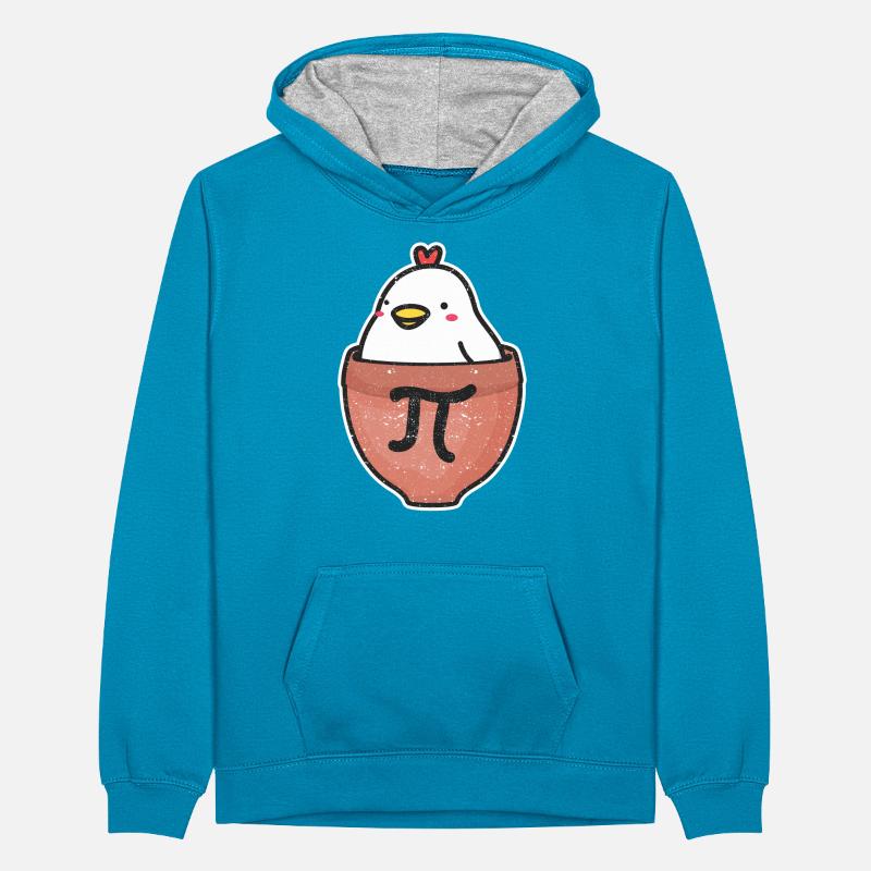 Chicken Pot Pi Day Funny Math Teacher Math Teenager Contrast Hoodie