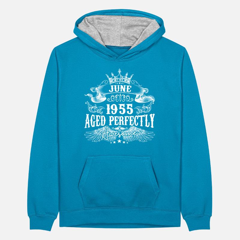 1955| Juni 1955 Geburtstag Perfekt gealtert Teenager Kontrast-Hoodie