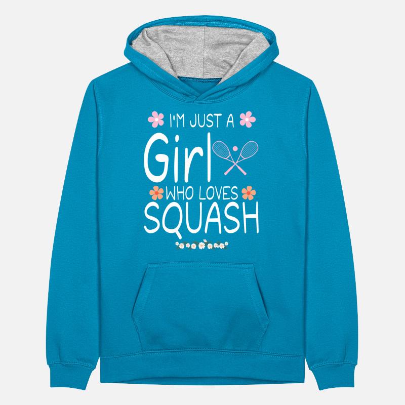Ich bin nur ein Mädchen, das Squash liebt Teenager Kontrast-Hoodie