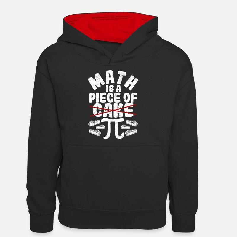 Math est un morceau de gâteau Pi Day drôle 3.14 Math - Sweat à capuche contrasté Ado - noir/rouge