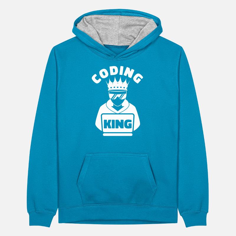 Développeur Coder Programmeur King Sweat à capuche contrasté Ado